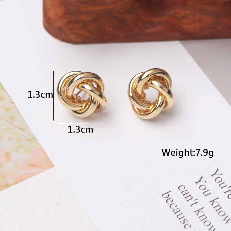 Tiny Gold Twist Round Stud Earrings Small Unusual Design - Smarsty
