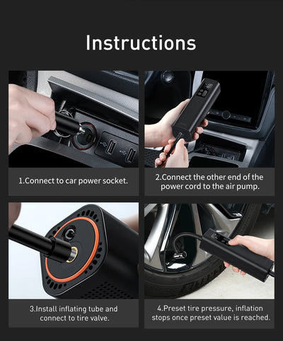 Portable Car Air Compressor 12V Tire Inflator 150 PSI - Smarsty