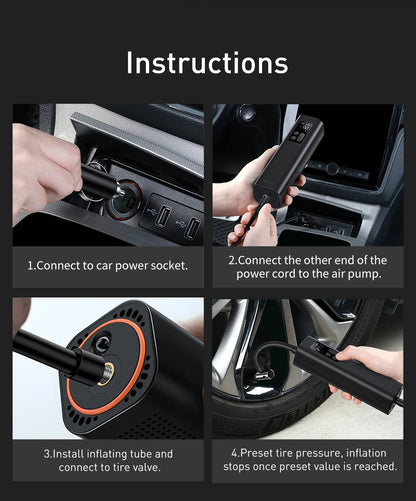 Portable Car Air Compressor 12V Tire Inflator 150 PSI - Smarsty