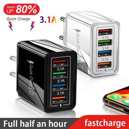 4 Port USB Quick Charge 3.0 Wall Charger EU Connector - Smarsty