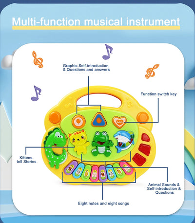 Kids Cartoon Piano Keyboard Game with Animal Sounds Flashing Light Music Baby Instrument Music Toys Educational Toys Kids Gifts by Smarsty