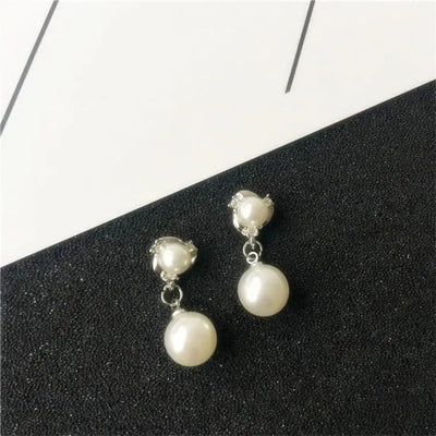 Pearl Drop Earrings With Crystal Accent For Weddings - Smarsty