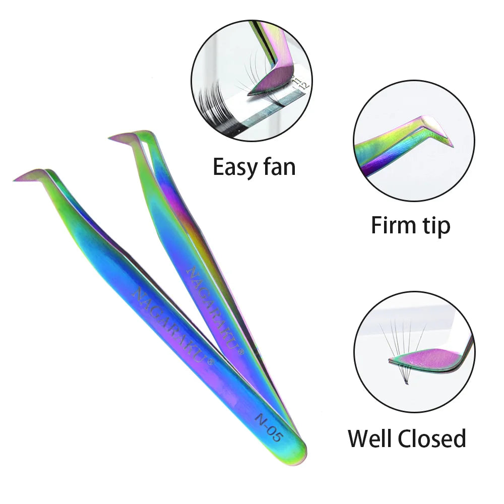 NAGARAKU Stainless Steel Eyelash Tweezers Set for Precision - Smarsty