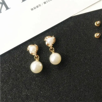 Pearl Drop Earrings With Crystal Accent For Weddings - Smarsty