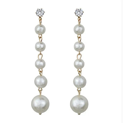 Pearl Drop Earrings With Crystal Accent For Weddings - Smarsty