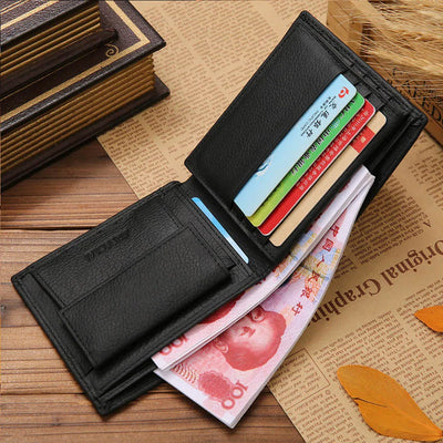 Classic Short Genuine Leather Men Wallets Fashion Coin Pocket Card Holder Men Purse Simple Quality Male Wallets - Smarsty