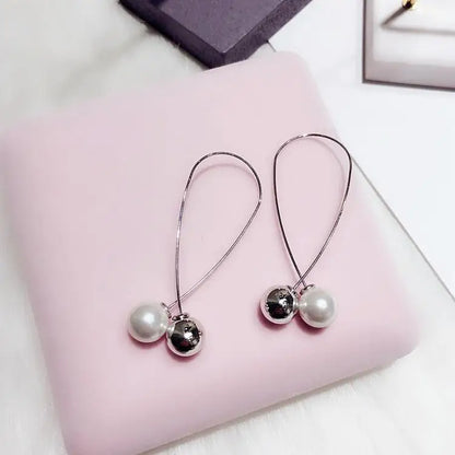 Pearl Drop Earrings With Crystal Accent For Weddings - Smarsty