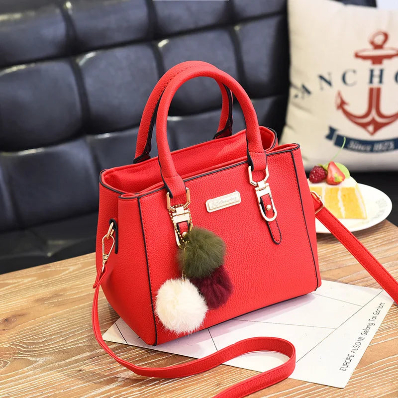 Women Beaded Pendant PU Shoulder Bag With Tassel Charm - Smarsty