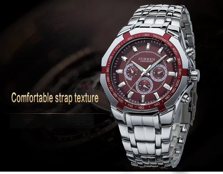 CURREN Men's Luxury Waterproof Stainless Steel Sports Watch - Smarsty