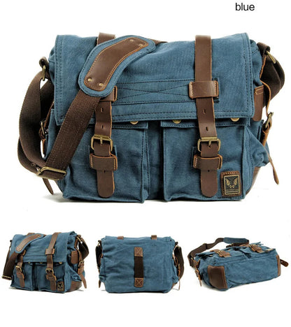 Muchuan Canvas Leather Messenger Bag For Men Laptop Case - Smarsty