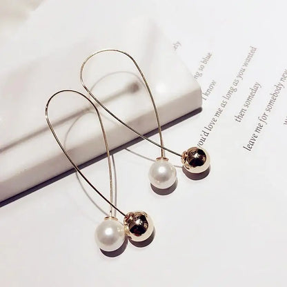 Pearl Drop Earrings With Crystal Accent For Weddings - Smarsty