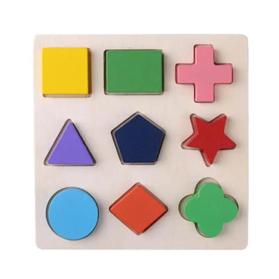 Wooden Geometric Shapes Montessori Puzzle Sorting Math Bricks Preschool Learning Educational Game Baby Toddler Toys for Children by Smarsty