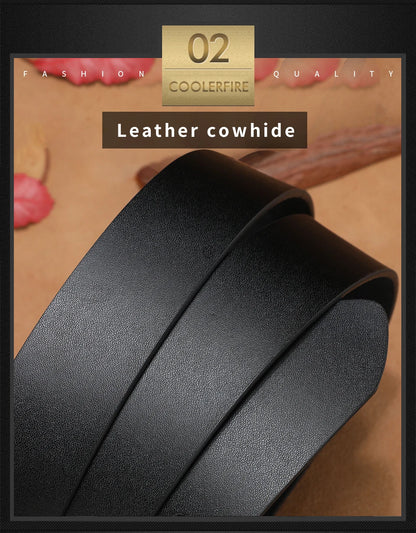 Men Genuine Leather Belt Luxury Cowskin Strap - Smarsty