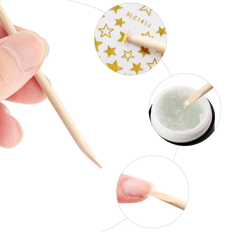 Wooden Cuticle Pushers for Easy Nail Care 100 Pack - Smarsty