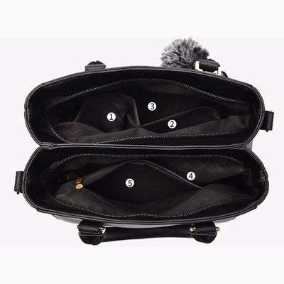 Embroidered Leather Messenger Bag for Women With Fur Accent - Smarsty