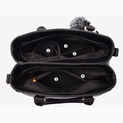 Embroidered Leather Messenger Bag for Women With Fur Accent - Smarsty