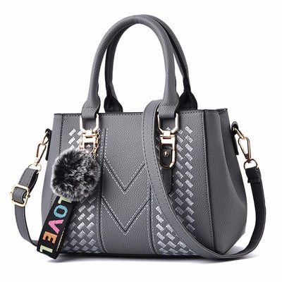 Embroidered Leather Messenger Bag for Women With Fur Accent - Smarsty