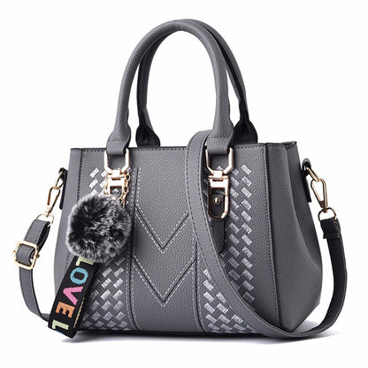 Embroidered Leather Messenger Bag for Women With Fur Accent - Smarsty