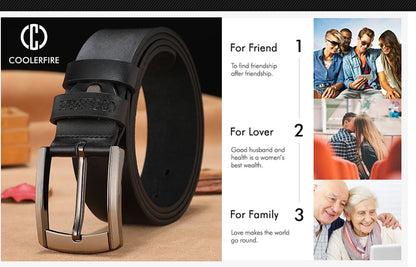 Men Genuine Leather Belt Luxury Cowskin Strap - Smarsty