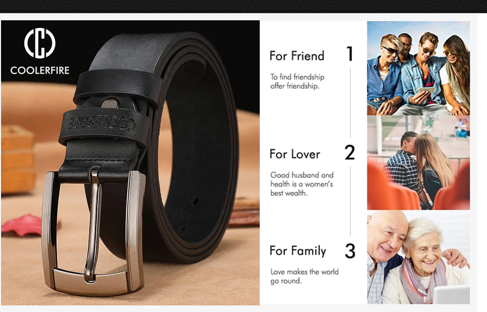 Men Genuine Leather Belt Luxury Cowskin Strap - Smarsty