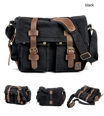 Muchuan Canvas Leather Messenger Bag For Men Laptop Case - Smarsty