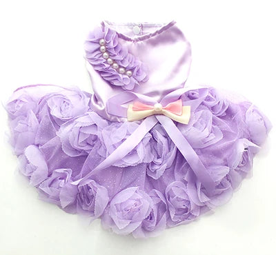 Pet Dog Wedding Dress Tutu with Bow and Rosette - Smarsty