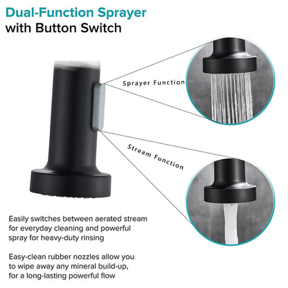 Brushed Nickel Kitchen Faucet with 360 Degree Rotation - Smarsty
