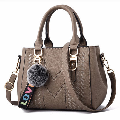 Embroidered Leather Messenger Bag for Women With Fur Accent - Smarsty
