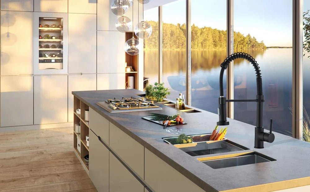 Brushed Nickel Kitchen Faucet with 360 Degree Rotation - Smarsty