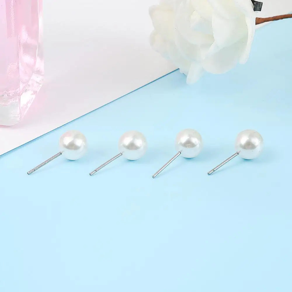 Elegant White Pearl Stud Earrings For Women Hypoallergenic - Smarsty