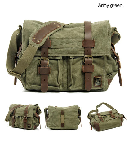 Muchuan Canvas Leather Messenger Bag For Men Laptop Case - Smarsty