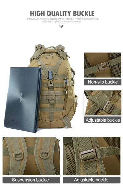 Camping Backpack Men's Bag Travel Bags Tactical Molle Climbing Rucksack Hiking Outdoor Reflective Shoulder Fishing Laptop Bag by Smarsty