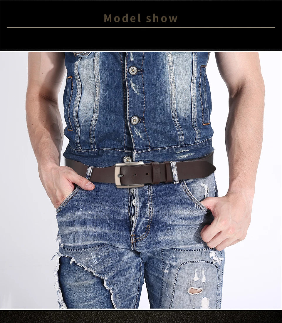 Men Genuine Leather Belt Luxury Cowskin Strap - Smarsty