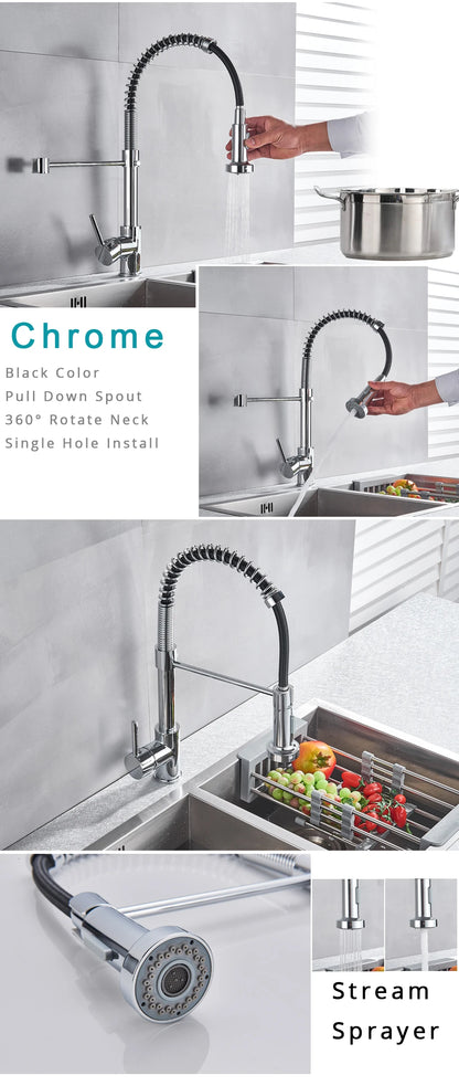 Brushed Nickel Kitchen Faucet with 360 Degree Rotation - Smarsty