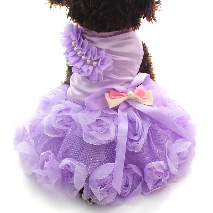 Pet Dog Wedding Dress Tutu with Bow and Rosette - Smarsty