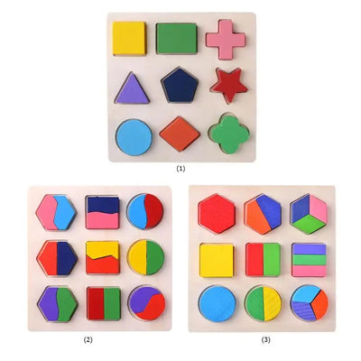 Wooden Geometric Shapes Montessori Puzzle Sorting Math Bricks Preschool Learning Educational Game Baby Toddler Toys for Children by Smarsty