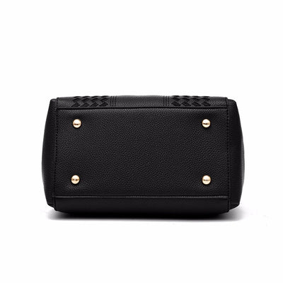 Embroidered Leather Messenger Bag for Women With Fur Accent - Smarsty