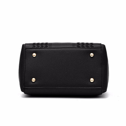 Embroidered Leather Messenger Bag for Women With Fur Accent - Smarsty