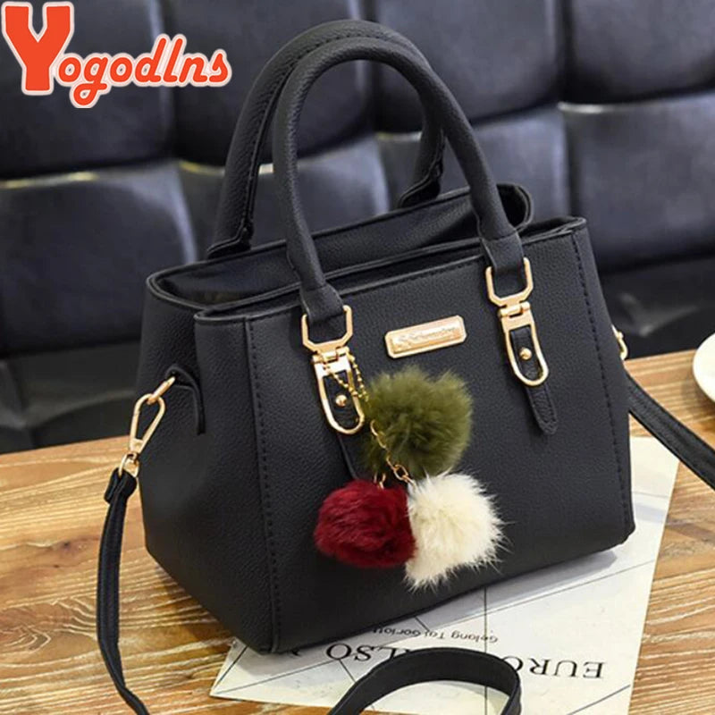 Women Beaded Pendant PU Shoulder Bag With Tassel Charm - Smarsty