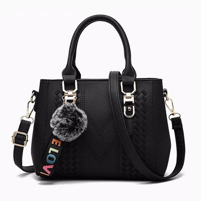 Embroidered Leather Messenger Bag for Women With Fur Accent - Smarsty