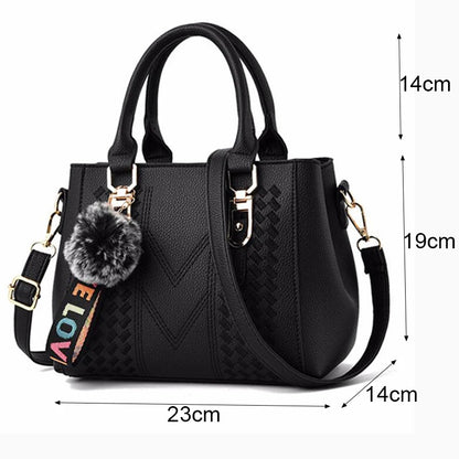 Embroidered Leather Messenger Bag for Women With Fur Accent - Smarsty
