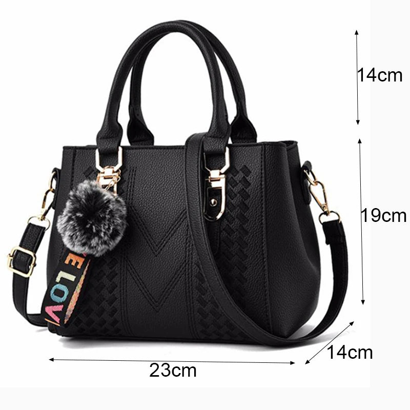 Embroidered Leather Messenger Bag for Women With Fur Accent - Smarsty