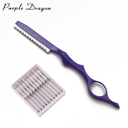 Purple Dragon Professional Barber Razor with 10 Blades - Smarsty