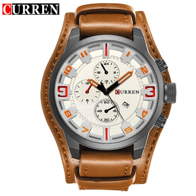 CURREN Luxury Men's Leather Strap Quartz Watch - Smarsty