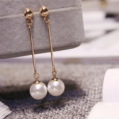 Pearl Drop Earrings With Crystal Accent For Weddings - Smarsty
