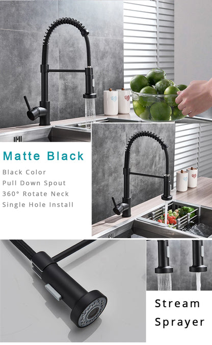 Brushed Nickel Kitchen Faucet with 360 Degree Rotation - Smarsty