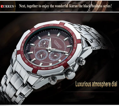 CURREN Men's Luxury Waterproof Stainless Steel Sports Watch - Smarsty