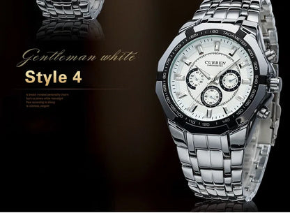 CURREN Men's Luxury Waterproof Stainless Steel Sports Watch - Smarsty