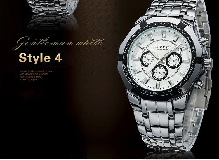 CURREN Men's Luxury Waterproof Stainless Steel Sports Watch - Smarsty