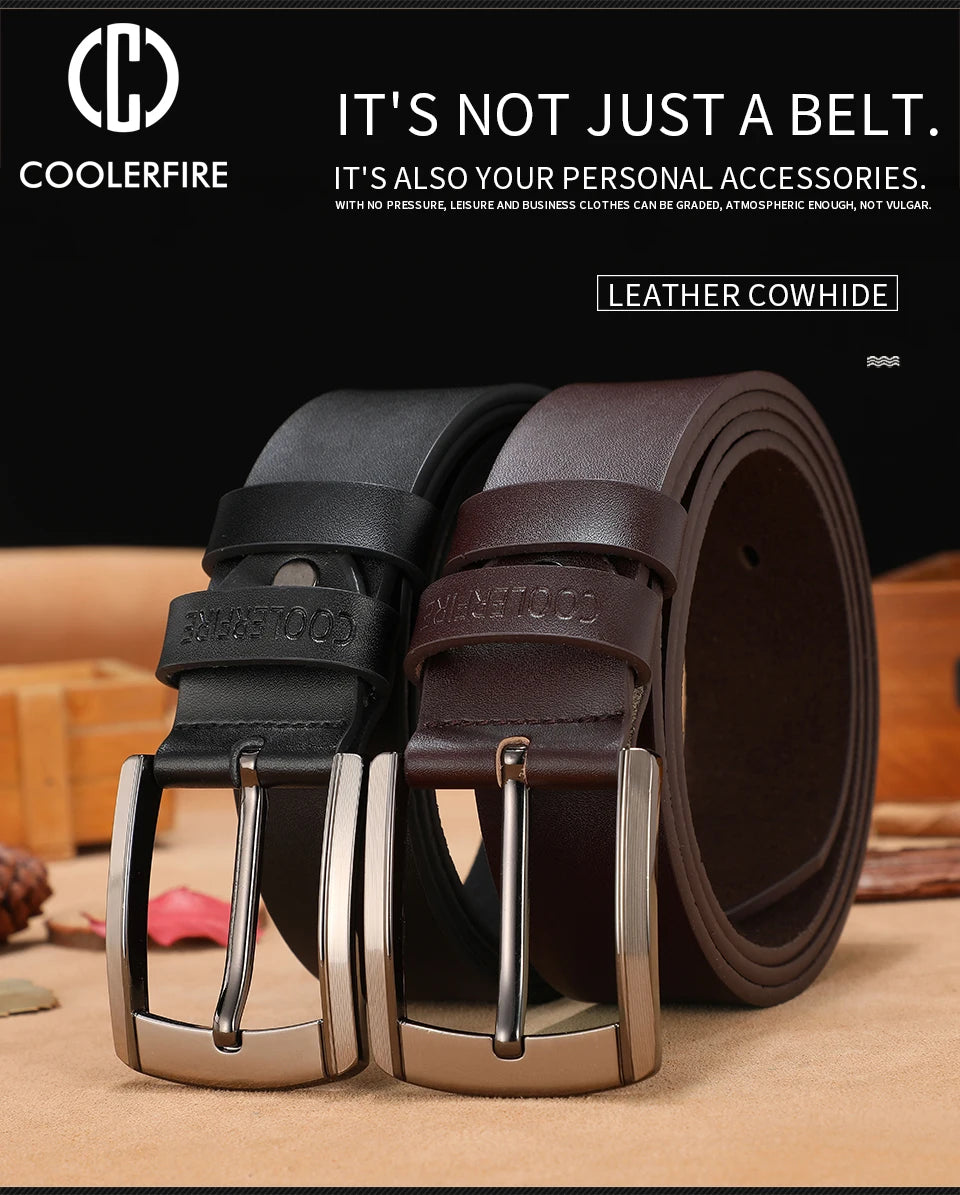 Men Genuine Leather Belt Luxury Cowskin Strap - Smarsty